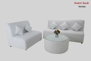 Valeria-Seater -White-Armless -Sofarentals-setup