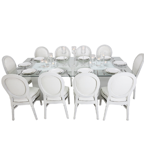 azzurra-glass-dining-table-white-with-white-louis-chair-rental azzurra-glass-dining-table-white-with-white-louis-chair-rental