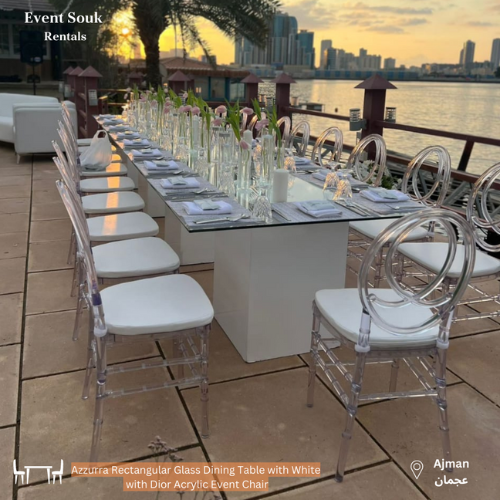 Azzurra-Rectangular-Glass-Dining-Table-with-White-Bases-dior-acrylic-chair Azzurra-Rectangular-Glass-Dining-Table-with-White-Bases-dior-acrylic-chair