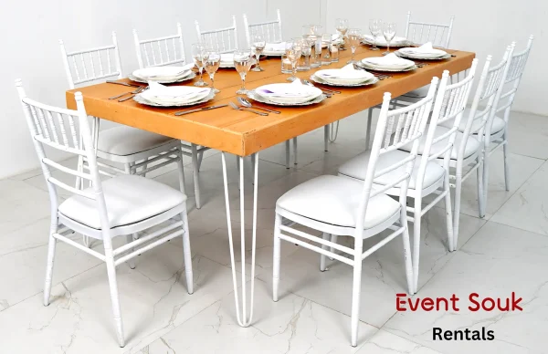 Isadora-rectangular-dining-table-and-white-chivari-chairs-rental Isadora-rectangular-dining-table-and-white-chivari-chairs-rental