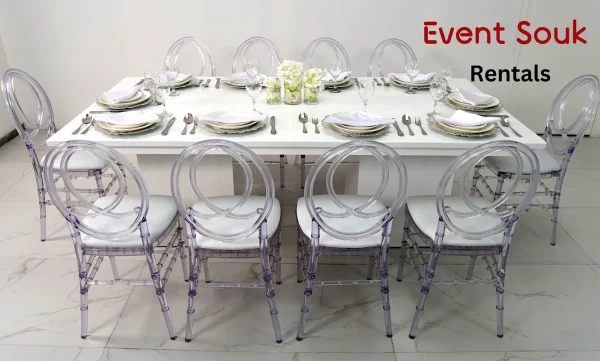 Melanie-rectangular-white-dining-table-and-dior-acrylic-chair-rental Melanie-rectangular-white-dining-table-and-dior-acrylic-chair-rental