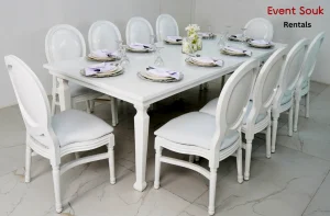 avalon-dining-rectangle-table-rental-and-wooden-white-chair-dubai