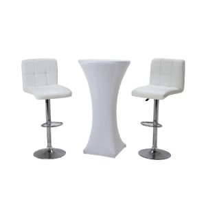 carla-high-cocktail-table-with-white-cover-and-bar-stool-rental
