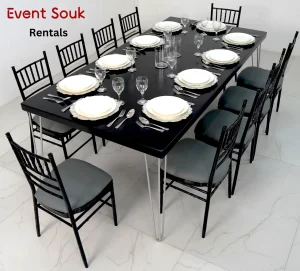 isadora-black-dining-table-with-black-chivari-chairs-rental-in-dubai-uae