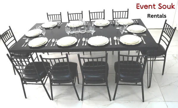 isadora-rectangle-dining-table-rental-black-with-chivari-chair-black-in-dubai isadora-rectangle-dining-table-rental-black-with-chivari-chair-black-in-dubai